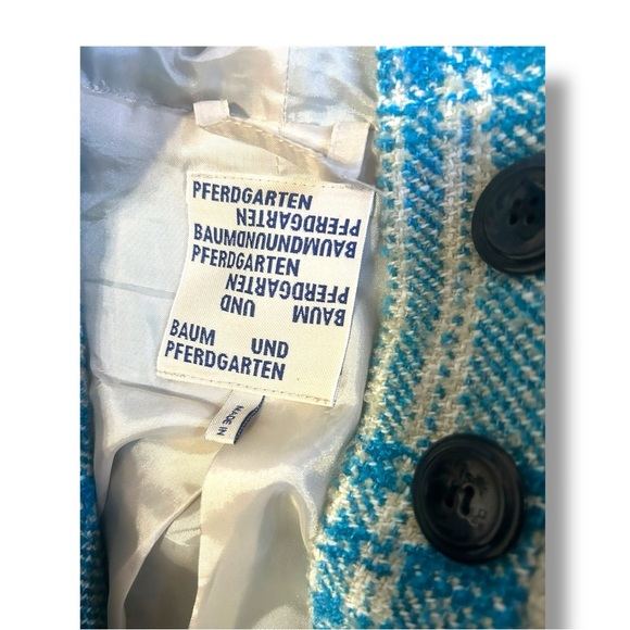 BAUM UND PFERDGARTEN Plaid Vest Jacket Button Up Front Pockets Med Blue White - Picture 4 of 10